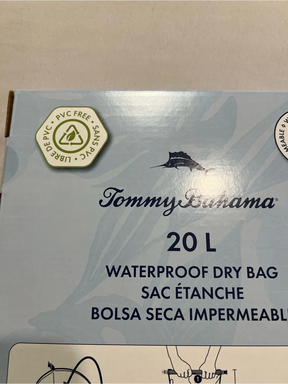 Tommy Bahama Blue and White Striped Waterproof Roll-Top Bag